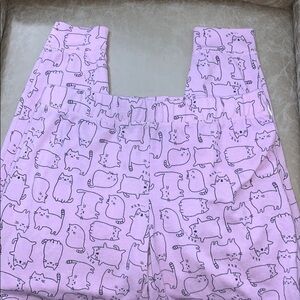 JENNI PALE PINK BANDED ANKLE CAT KITTY JOGGER PAJAMA LOUNG PANTS MEDIUM